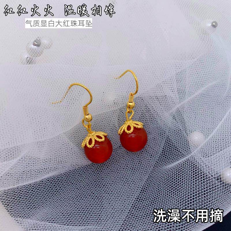 越南沙金女相思豆耳坠不掉色