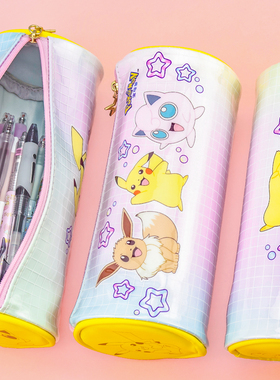 一正宝可梦圆筒笔袋正版授权YZ300059小学生收纳用大容量卡通笔袋