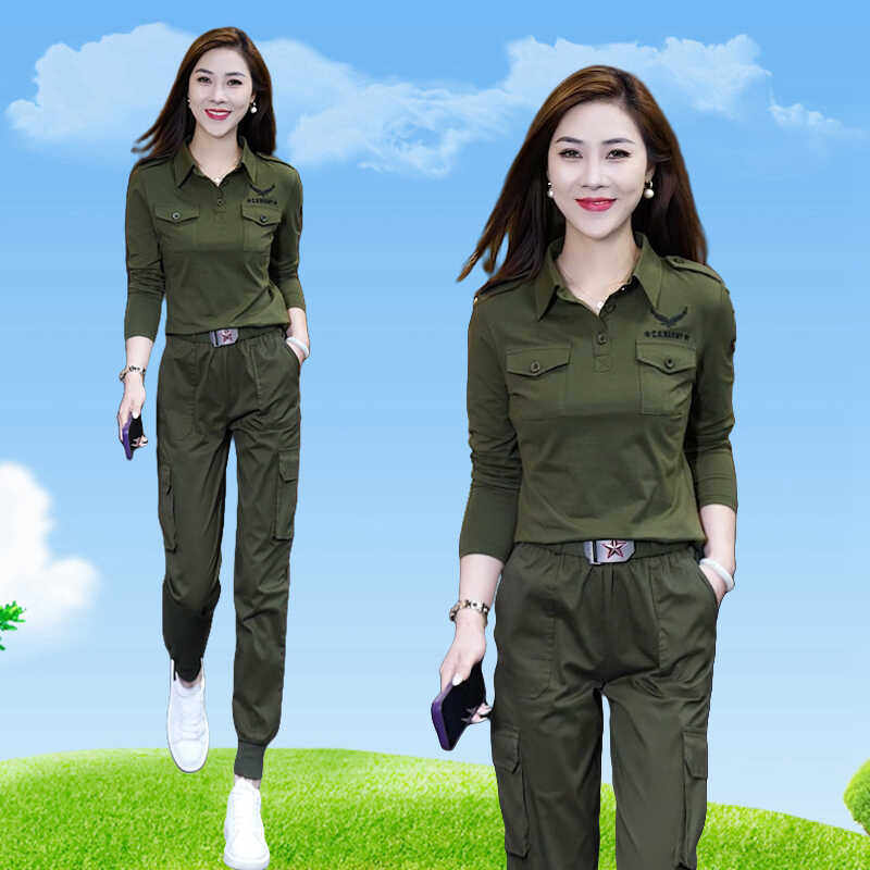 迷彩服早秋长袖时尚多口袋束脚裤