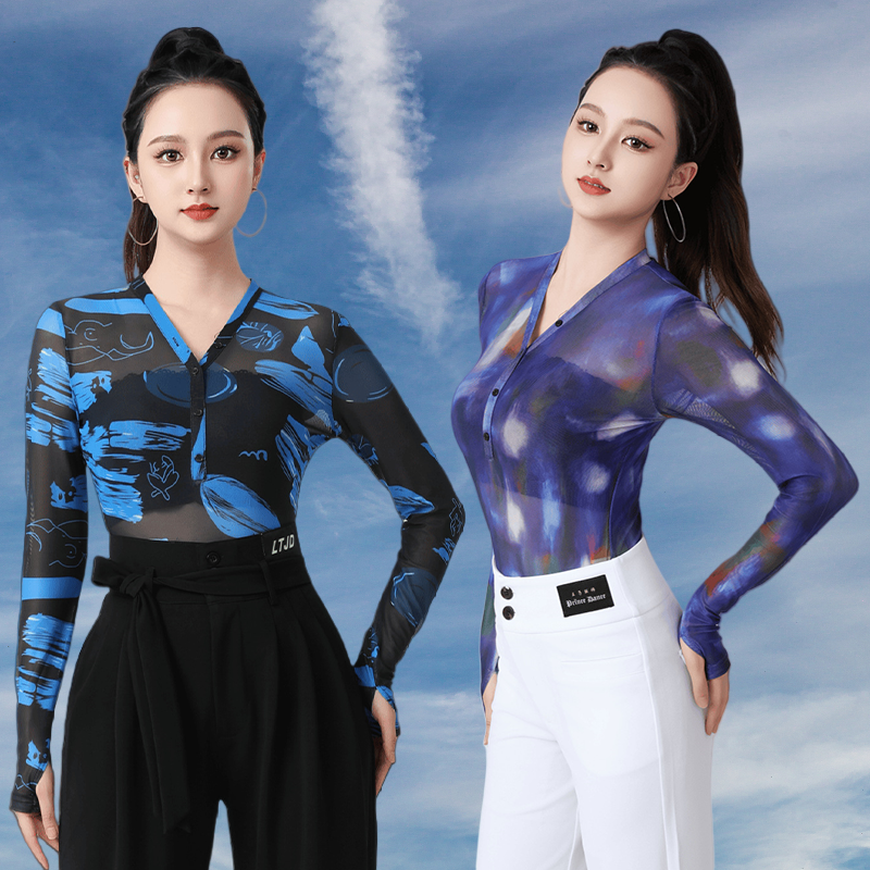 新款拉丁舞上衣女长袖时尚