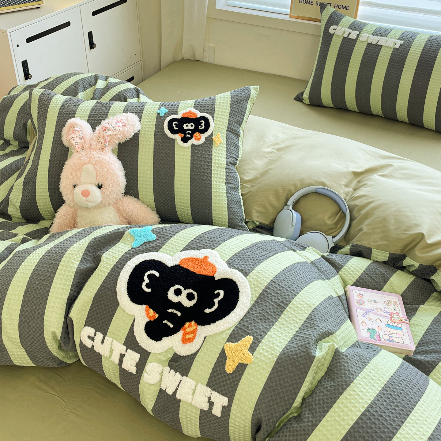 软乎乎超柔毛巾绣华夫格A类全棉水洗棉四件套100%纯棉被套三件套,床上用品,床品套件/四件套/多件套,淘宝优惠券,粉丝福利购,淘宝优惠卷