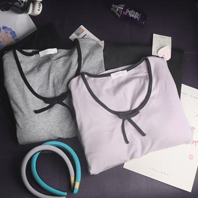 小宅家家居服女秋冬款免bra睡衣