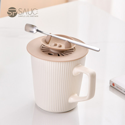 萌趣螃蟹硅胶杯盖食品级马克杯盖子杯子配件通用防尘杯盖耐高温用