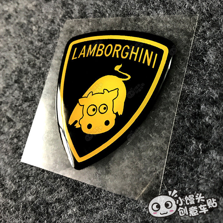 兰博基尼继法拉驴又一可爱兰博基牛滴塑标志原创搞笑滴塑贴车标