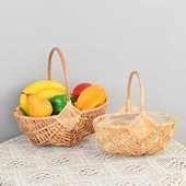 藤编手提花篮柳条编花店插花婚礼花童干花水果编织手工篮子礼品篮