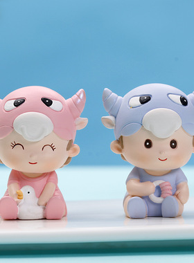新款创意卡通可爱生肖牛公仔摆件