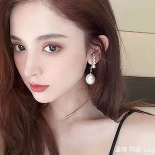 百搭银针气质礼服螺旋耳夹款 简约珍珠耳环耳饰女娜扎同款 欧美法式