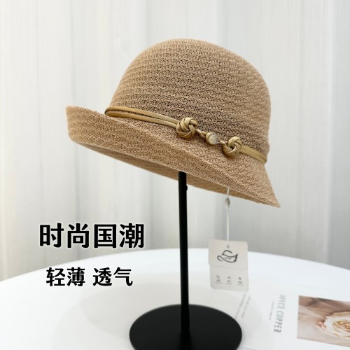 新中式卷檐渔夫帽女2026春夏新款出游遮阳防晒盆帽优雅高级小礼帽