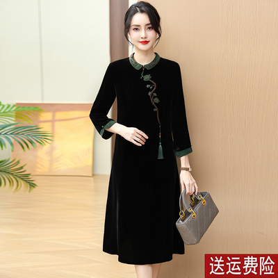 中老年女装妈妈春秋气质连衣裙子