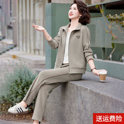 妈妈装春秋时尚运动服套装女休闲