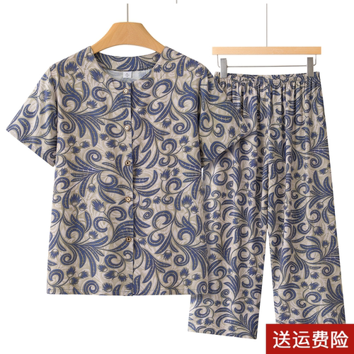 吸汗透气棉绸中老年女装夏季短袖