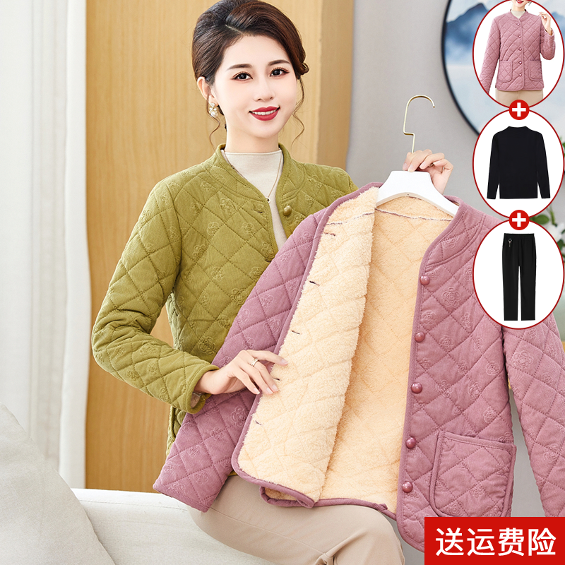 中年妈妈加绒加厚棉衣外套灯芯绒棉服2025冬季中老年女装棉袄内胆,女装/女士精品,中老年女装,淘宝优惠券,粉丝福利购,淘宝优惠卷