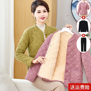 中年妈妈加绒加厚棉衣外套灯芯绒棉服2026冬季中老年女装棉袄内胆