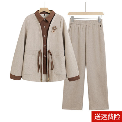 妈妈装春秋时尚长袖运动套装裤子