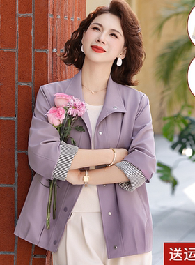 中老年女装春秋洋气风衣休闲上衣
