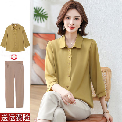 妈妈装春夏时尚衬衫七分袖打底衫