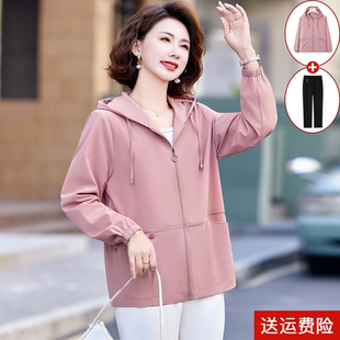 小个子妈妈秋装外套洋气风衣短款2025新款中老年女装春秋宽松上衣