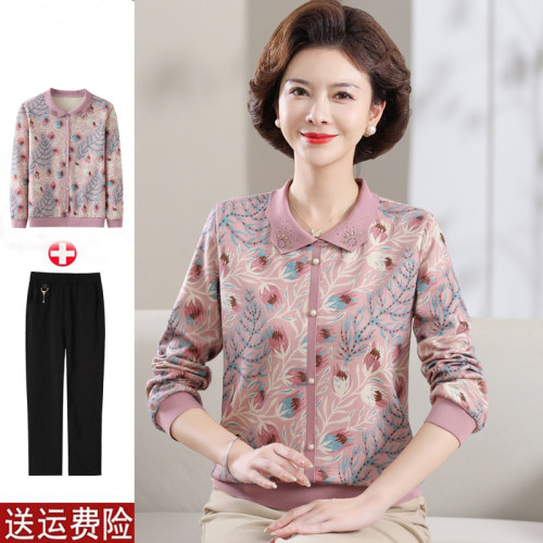 妈妈装春秋时尚长袖打底衫百搭女