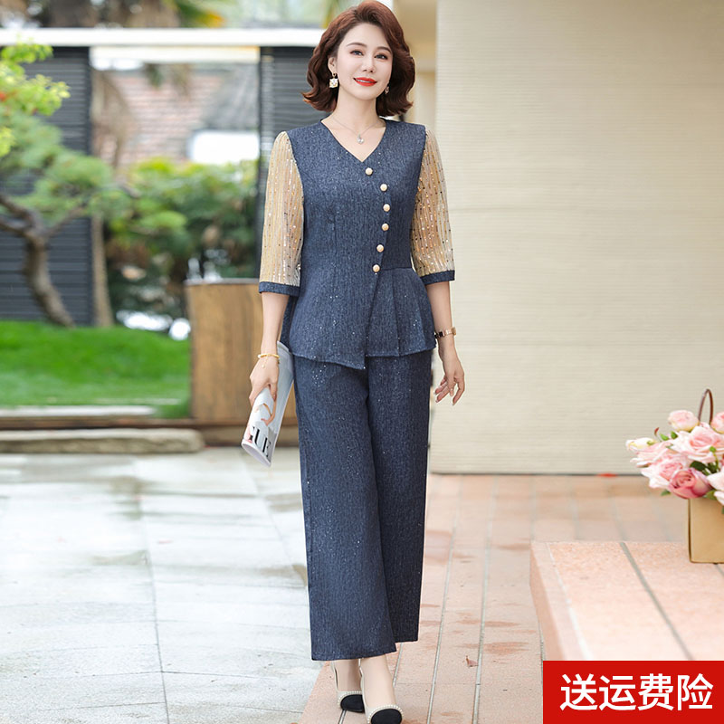妈妈春装套装2025新款贵夫人气质上衣中老年女装春夏款时尚两件套