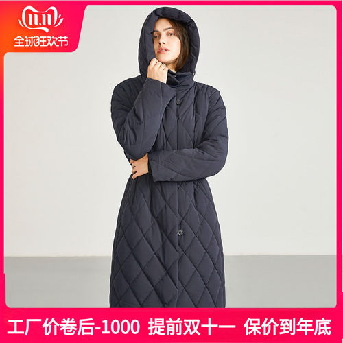 貂皮内胆派克服中长款鹅绒羽绒服