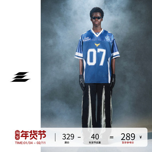 LOSTCTRL原创潮牌撞色拼接V领短袖T恤男夏季BLOCKCORE风格球衣