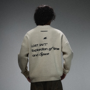 LOSTCTRL 半高领潮牌字母刺绣简约高级感毛衣针织衫拉链开衫外套