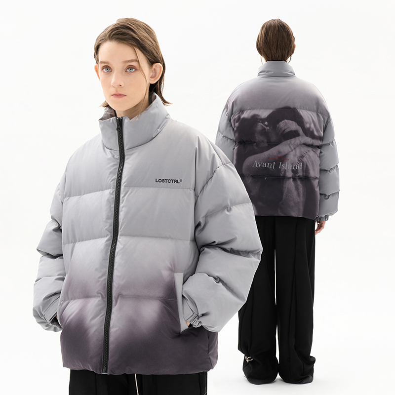 人像印花羽绒服冬季潮牌