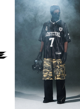 LOSTCTRL原创潮牌贴布绣短袖T恤男夏季宽松BLOCKCORE风格运动球衣