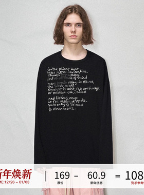 LOSTCTRL新款手写英文cleanfit印花长袖T恤男女秋季宽松打底衫潮