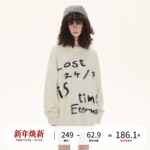LOSTCTRL字母毛衣男女秋冬慵懒风设计感宽松针织衫潮牌外穿毛衫