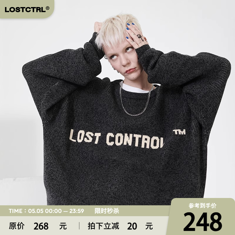 LOSTCTRL「慵懒时光」秋冬毛衣男宽松慵懒风加厚字母LOGO针织毛衫