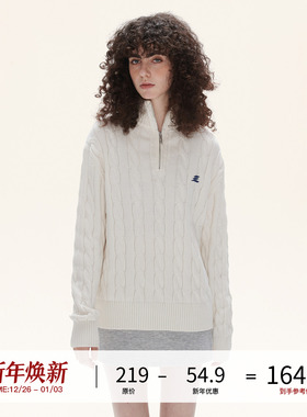 LOSTCTRL美式半拉链麻花针织衫男女秋冬新款慵懒风软糯毛衣