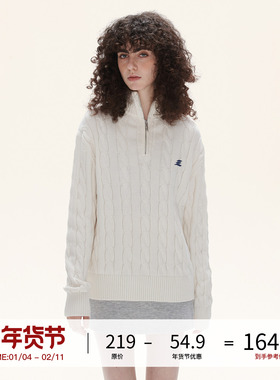 LOSTCTRL美式半拉链麻花针织衫男女秋冬新款慵懒风软糯毛衣