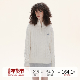 LOSTCTRL美式半拉链麻花针织衫男女秋冬新款慵懒风软糯毛衣