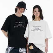 宽松国潮体恤 新款 LOSTCTRL原创潮牌十字绣英文字母短袖 T恤男夏季