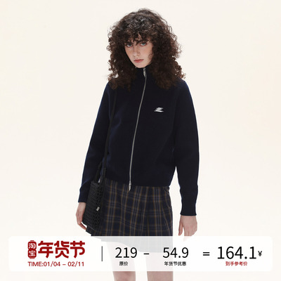 LOSTCTRL刺绣logo双开拉链针织开衫男女秋季新款高领毛衣潮牌