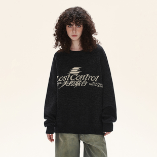 LOSTCTRL字母logo提花毛衣男女秋季新款宽松软糯慵懒风套头上衣