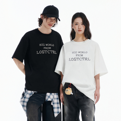 【直播专享】LOSTCTRL原创潮牌十字绣英文字母短袖T恤季宽松国潮