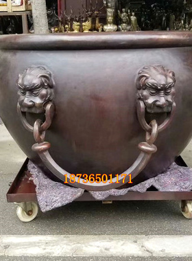 风水狮子头存钱罐故宫缸装饰摆件