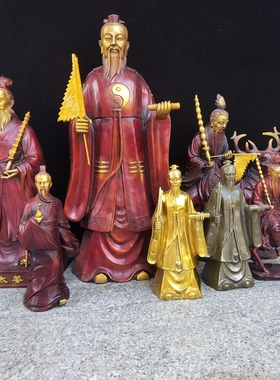 纯铜姜太公钓鱼站像姜子牙神像拿打神鞭封神榜招财铜像工艺品摆件