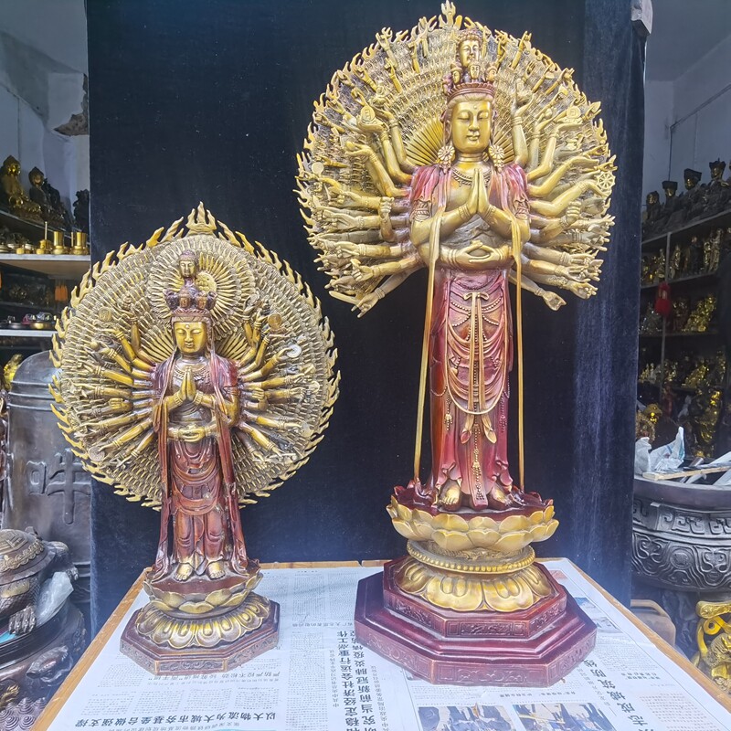 大号千手观音纯铜摆件观世音菩萨佛像保平安家居供奉工艺摆件
