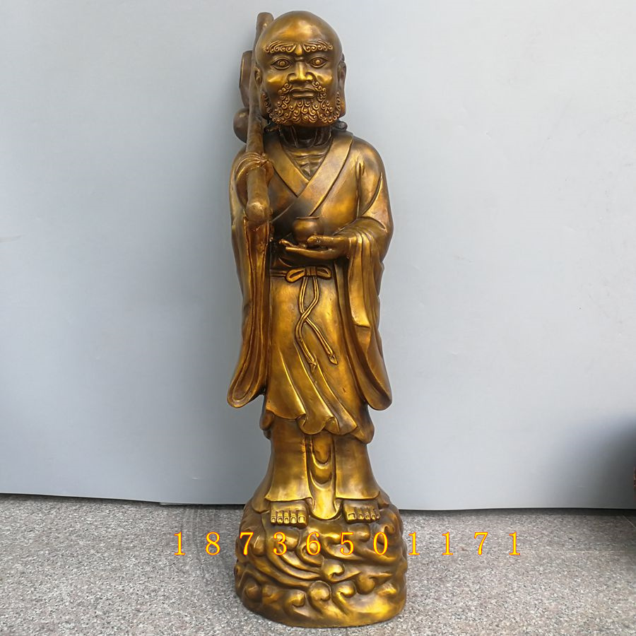 纯铜达摩祖师站像达摩铜像菩提达摩禅宗祖师供奉摆件