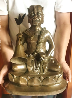 纯铜面然大士焦面大士爷焰口鬼王瑜伽供奉摆件黄铜监斋菩萨铜像