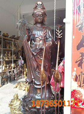 纯铜菩萨镇宅观音像摆件