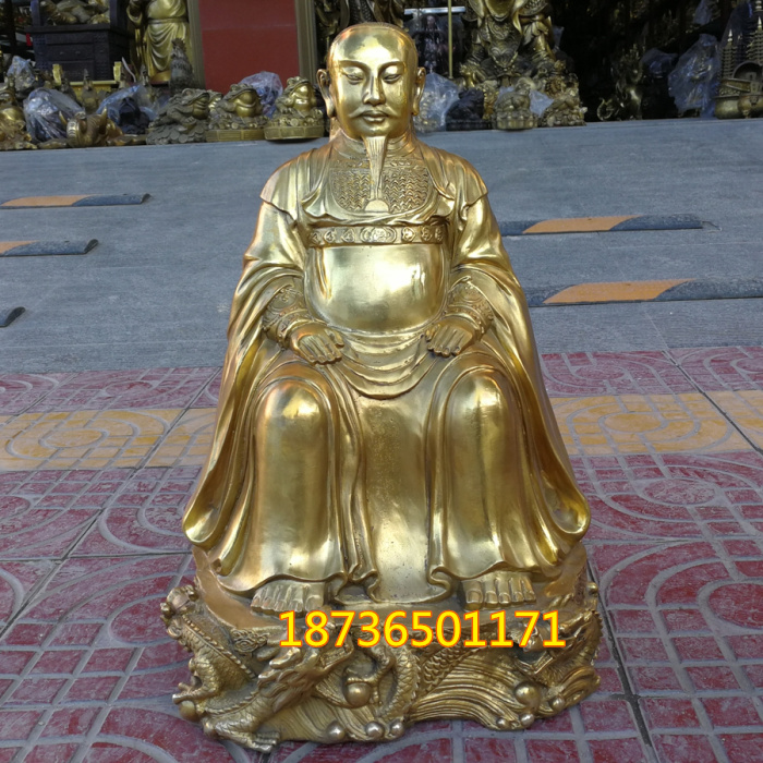 纯铜真武祖师像新款真武大帝铜像玄武玄天上帝铜器人物桌面摆件