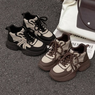 冰洁女鞋2025秋冬新款真皮加绒棉鞋平底系带休闲高帮运动鞋51-772