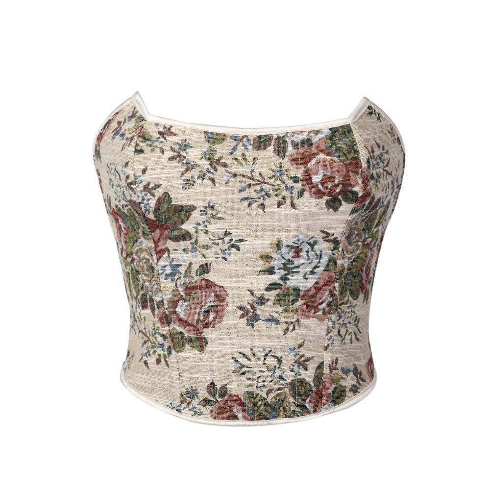 新款复古玫瑰印花抹胸鱼骨女士上衣无胸垫,女士内衣/男士内衣/家居服,塑身上衣,淘宝优惠券,粉丝福利购,淘宝优惠卷