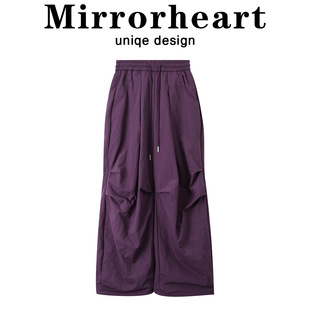 爵士舞裤子美式黑色阔腿伞兵速干工装裤女宽松休闲冲锋新款街舞潮