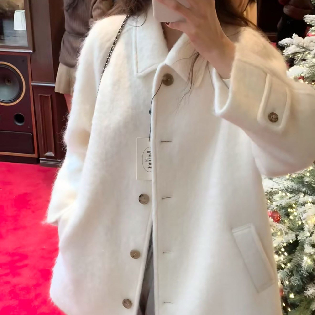 现货冬季新韩国东大门八奶宋雨琦同款气质翻领单排扣大衣外套,女装/女士精品,毛呢外套,淘宝优惠券,粉丝福利购,淘宝优惠卷