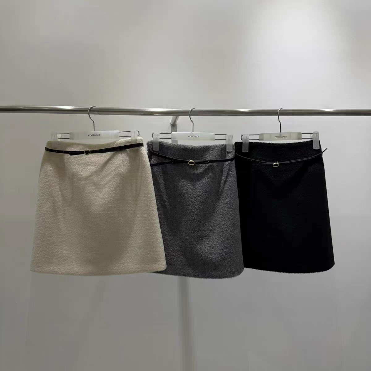 现货 冬季新韩国东大门气质纯色高腰显瘦A字含腰带半身裙短裙,女装/女士精品,半身裙,淘宝优惠券,粉丝福利购,淘宝优惠卷